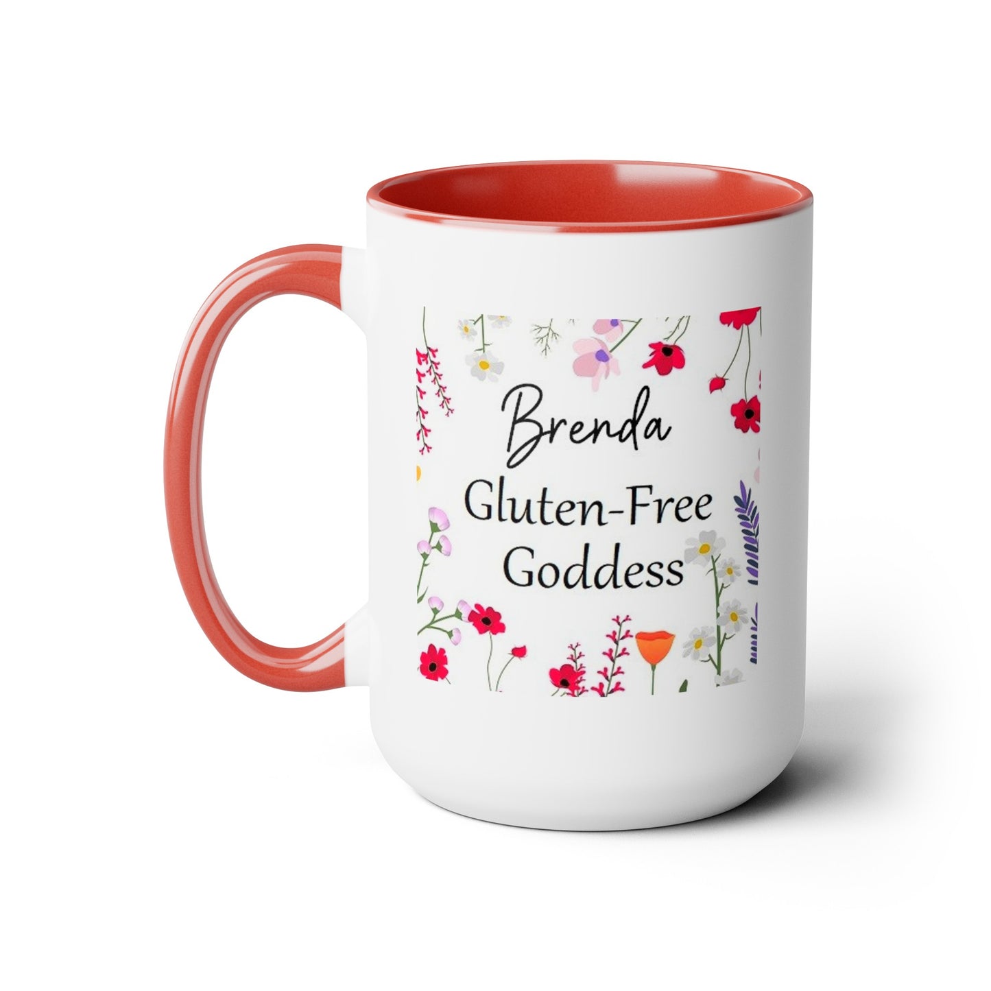 Custom Name Gluten Free Goddess 15 oz Flower coffee mug