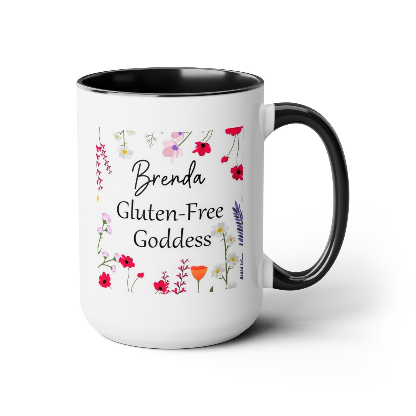 Custom Name Gluten Free Goddess 15 oz Flower coffee mug