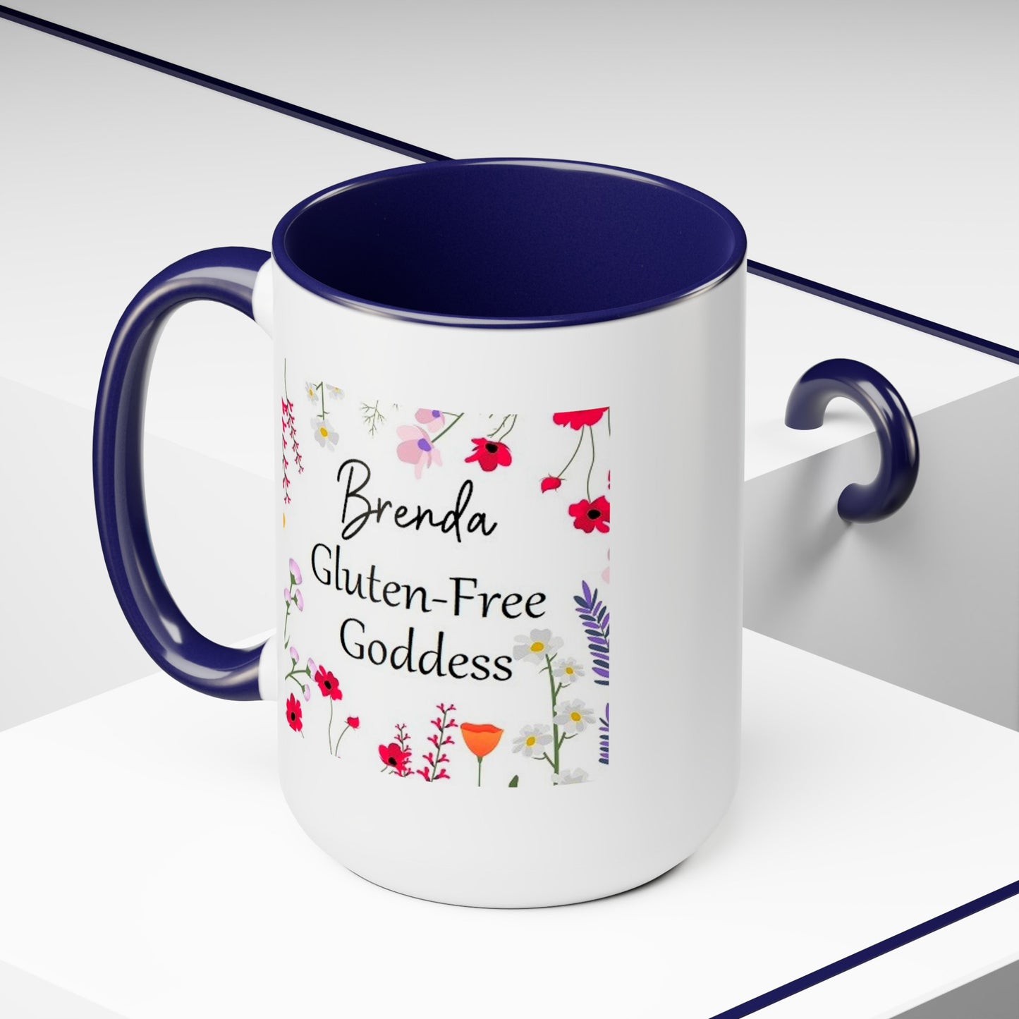 Custom Name Gluten Free Goddess 15 oz Flower coffee mug