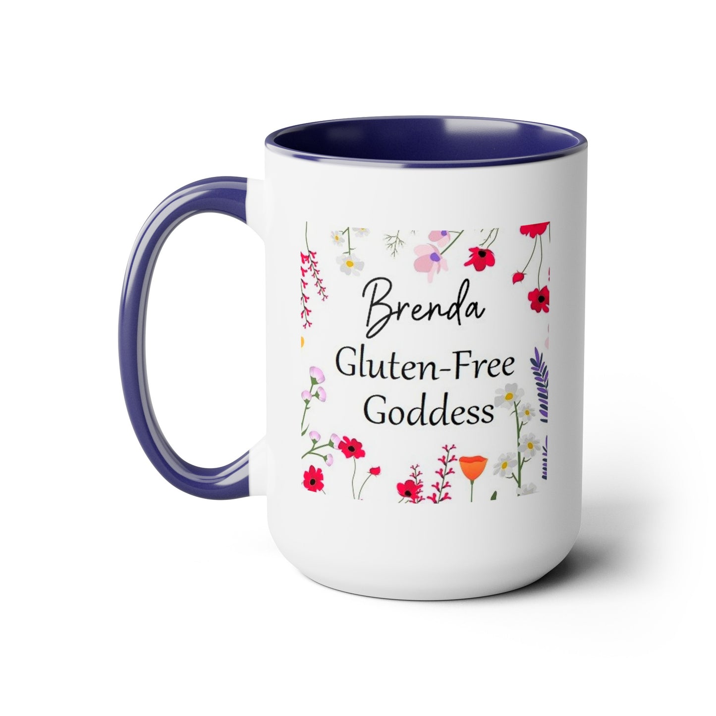 Custom Name Gluten Free Goddess 15 oz Flower coffee mug