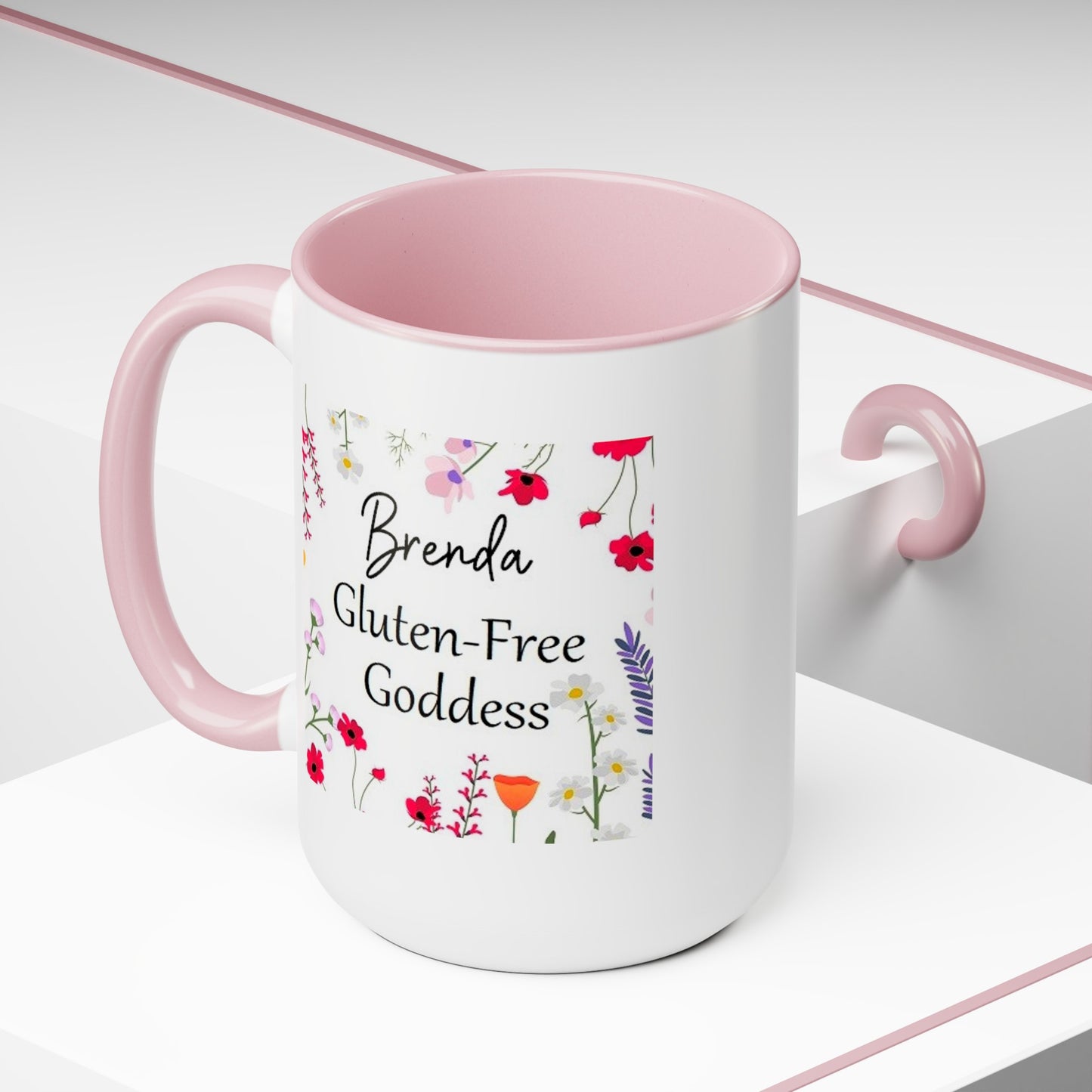 Custom Name Gluten Free Goddess 15 oz Flower coffee mug