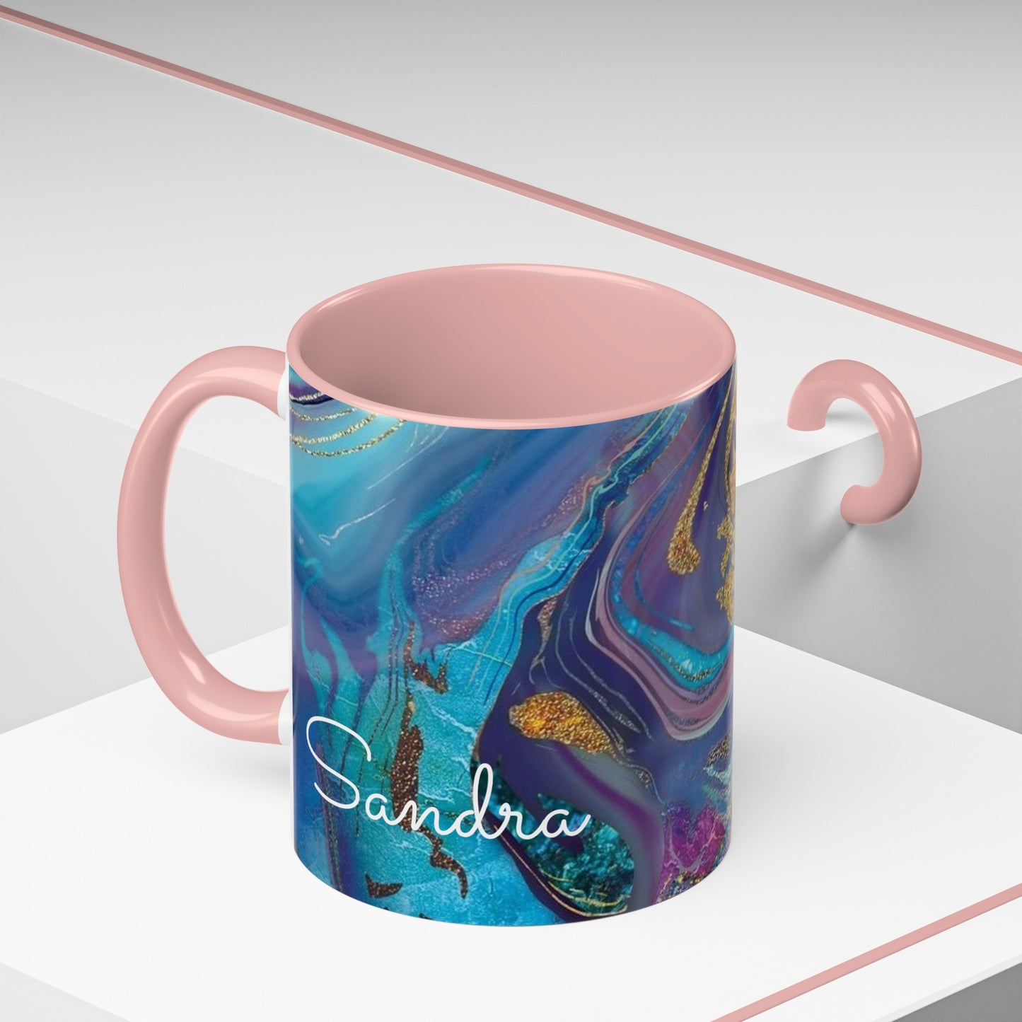 Watercolor Marble coffee mug wtih Custom Personalization