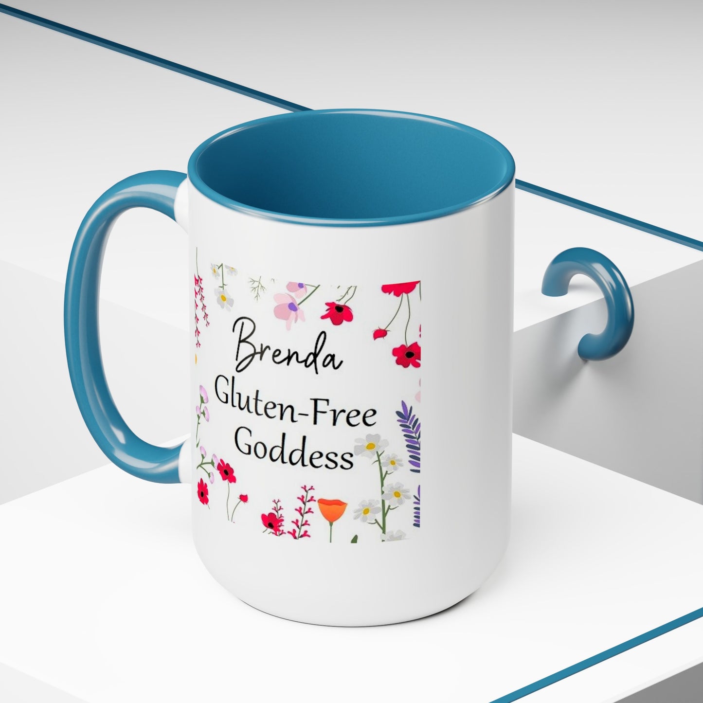 Custom Name Gluten Free Goddess 15 oz Flower coffee mug