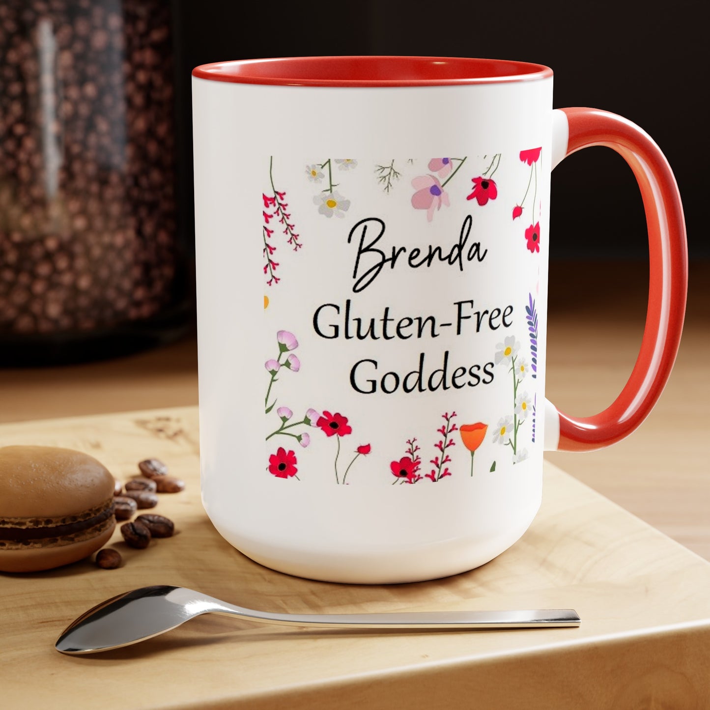 Custom Name Gluten Free Goddess 15 oz Flower coffee mug