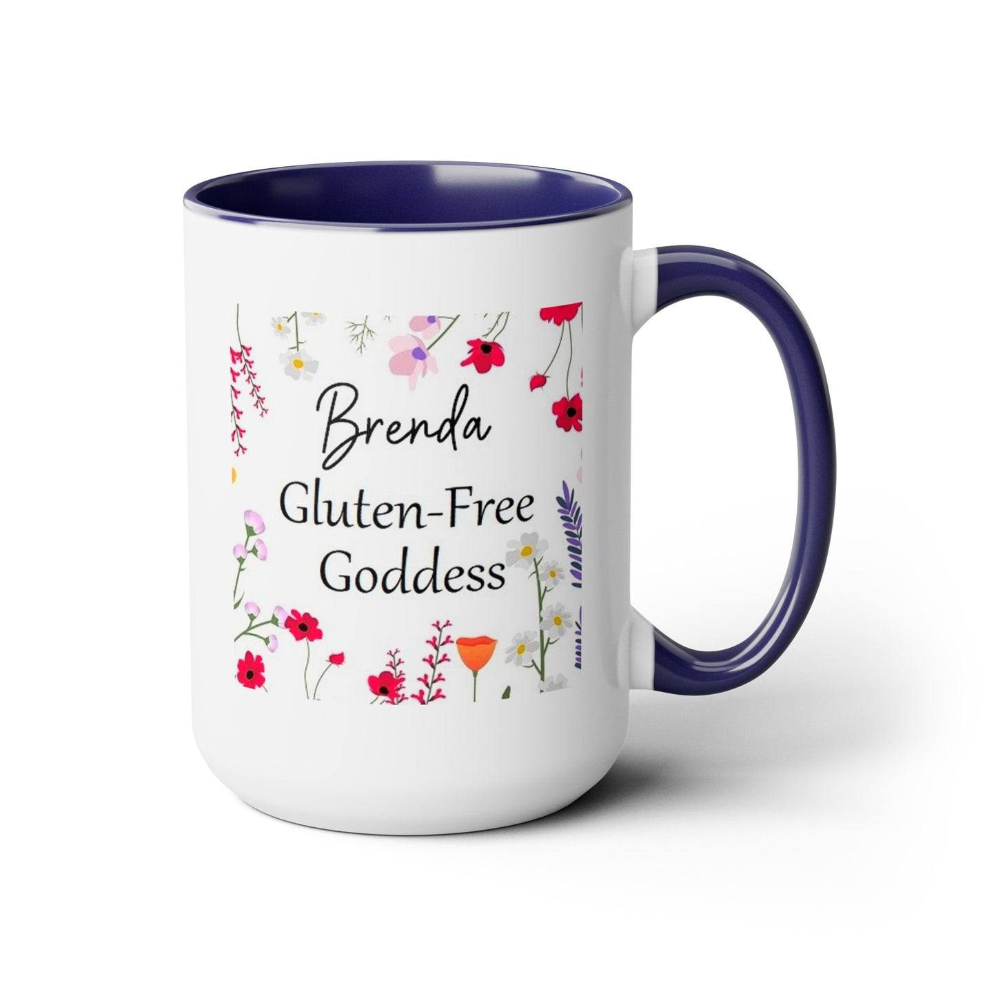 Custom Name Gluten Free Goddess 15 oz Flower coffee mug