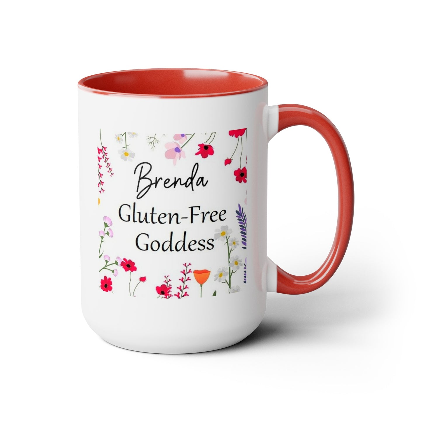 Custom Name Gluten Free Goddess 15 oz Flower coffee mug