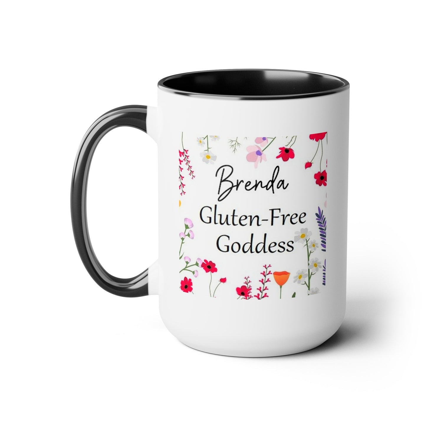 Custom Name Gluten Free Goddess 15 oz Flower coffee mug