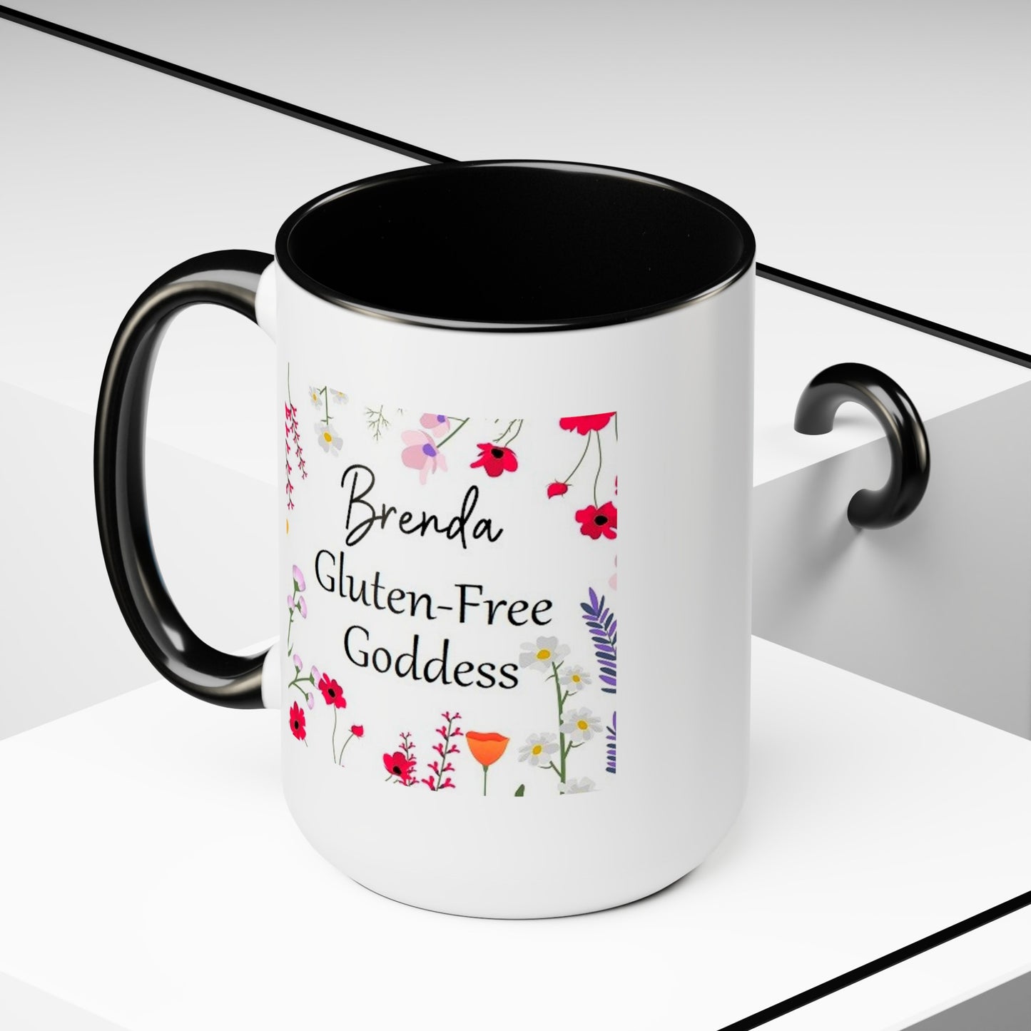 Custom Name Gluten Free Goddess 15 oz Flower coffee mug