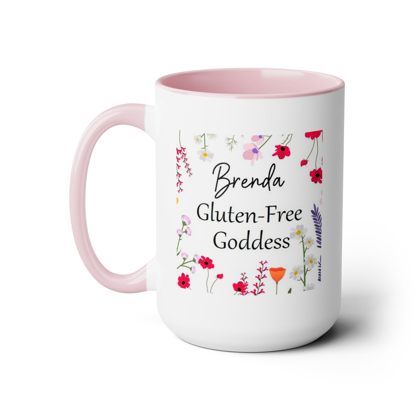 Custom Name Gluten Free Goddess 15 oz Flower coffee mug