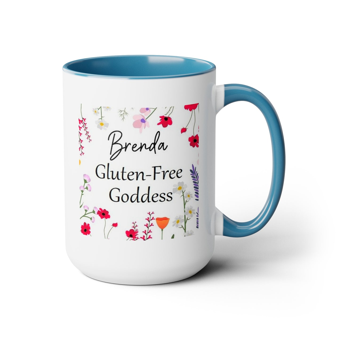 Custom Name Gluten Free Goddess 15 oz Flower coffee mug