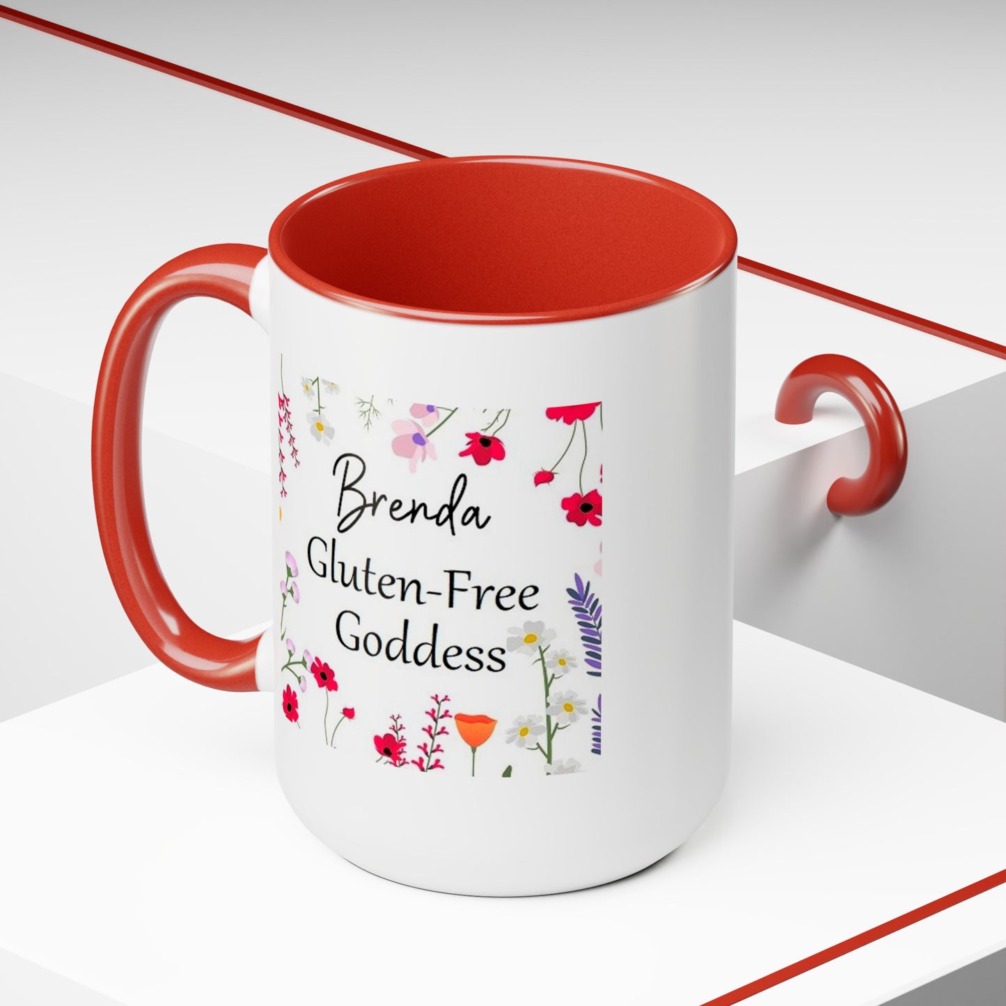 Custom Name Gluten Free Goddess 15 oz Flower coffee mug