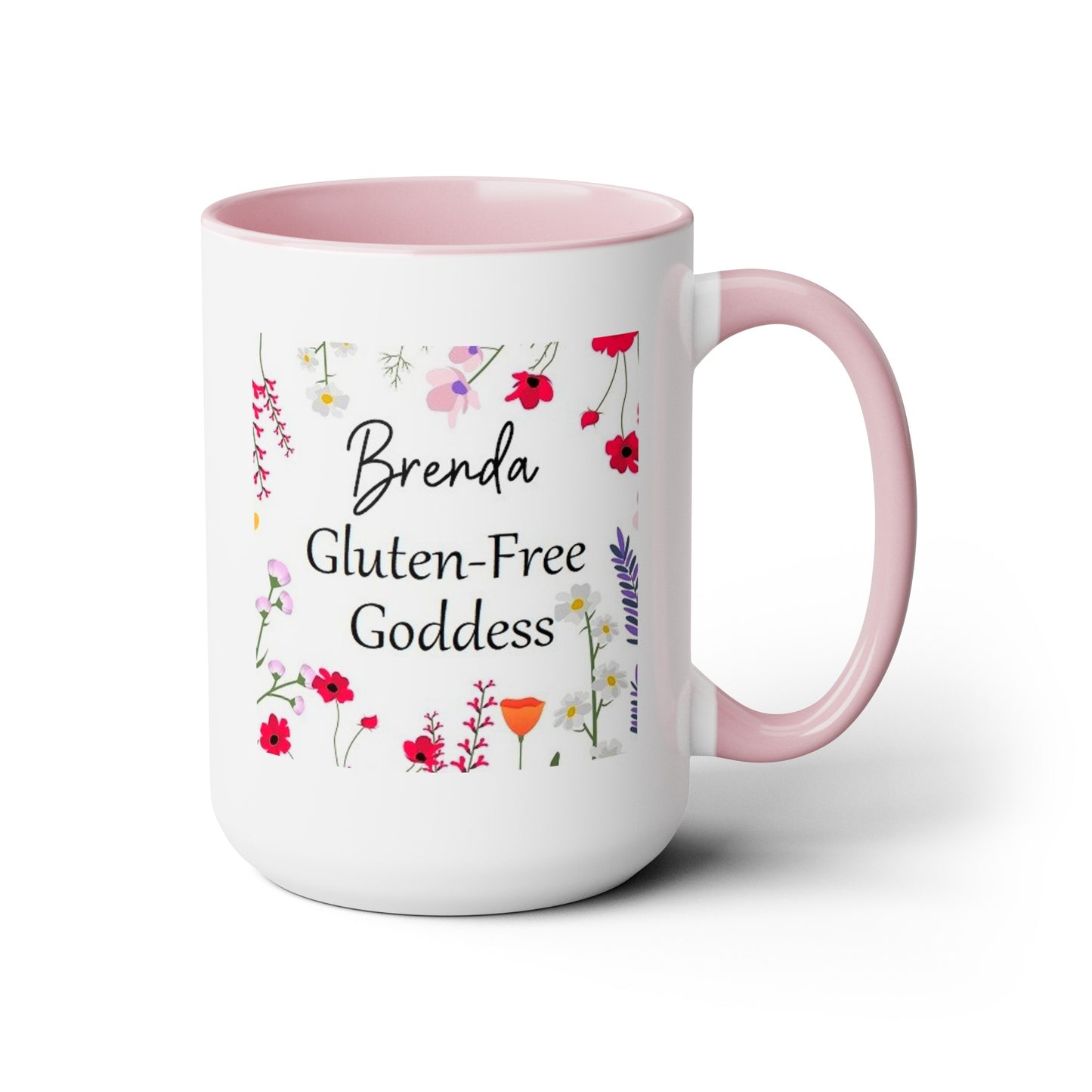 Custom Name Gluten Free Goddess 15 oz Flower coffee mug