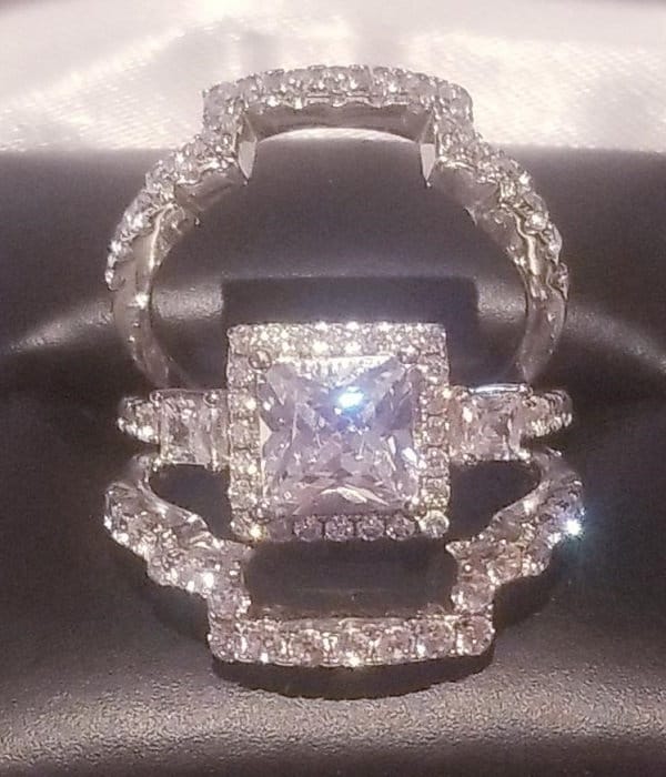 4.50 ct Princess Cut Wedding Ring Set Engagement Ring Wedding Band Diamond Simulated 925 Sterling Silver Women's Bridal Set Eternity Ring