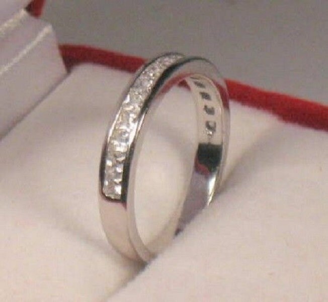 Princess cut, Wedding ring, Anniversary ring, ring guard, Stackable band, Half eternity Band, Bride Wedding Ring, travel ring, Pinkie ring