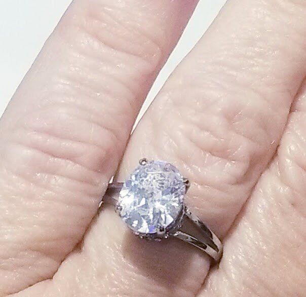 Clearance Sale 2.50 Ct Oval cut Solitaire Engagement ring Promise ring Crown Style cz Stainless Anniversary gift Wedding gift Travel Jewelry