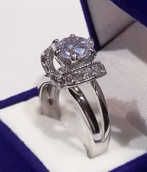 Clearance Sale! 3 Ct Round cut Solitaire CZ Engagement Bridal Promise ring Antique Style Setting Pave set in stainless steel Travel Jewelry