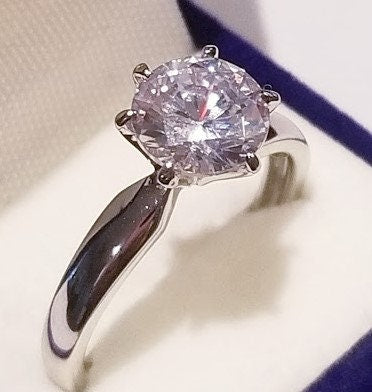 1.70 Ct Round cut Solitaire Ring, White gold (rhodium) over Sterling Silver Promise Ring