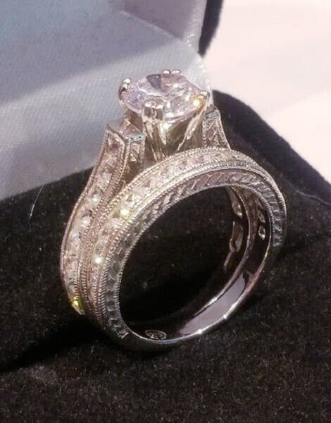 3.50 ct Princess Round Wedding Set Engagement Ring Antique Style Diamond Simulated 925 Sterling Silver Women's Bridal Set Half Eternity Ring