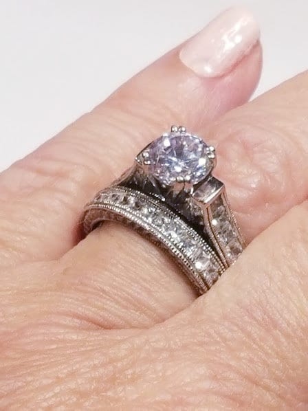 3.50 ct Princess Round Wedding Set Engagement Ring Antique Style Diamond Simulated 925 Sterling Silver Women's Bridal Set Half Eternity Ring