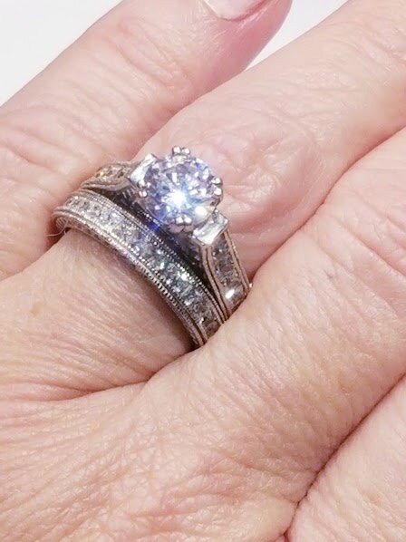 3.50 ct Princess Round Wedding Set Engagement Ring Antique Style Diamond Simulated 925 Sterling Silver Women's Bridal Set Half Eternity Ring
