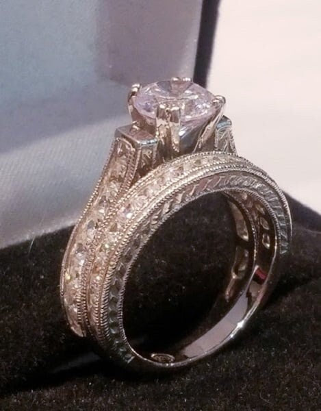 3.50 ct Princess Round Wedding Set Engagement Ring Antique Style Diamond Simulated 925 Sterling Silver Women's Bridal Set Half Eternity Ring