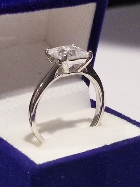 2.00 Ct Princess cut Moissanite Solitaire Engagement Ring, bridal Wedding ring, Moissanite Diamonds in sterling silver, Wedding Band ring