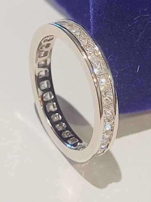 Princess eternity band, Princess Wedding ring, Stackable princess band, ring guard, cz Stainless Steel,Channel set eternity, Travel Jewelry