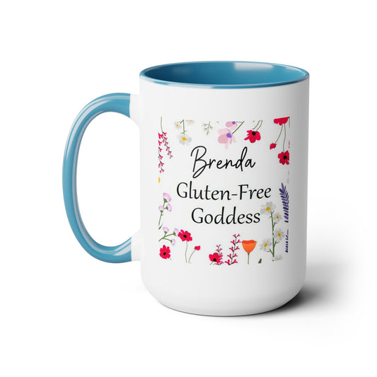 Custom Name Gluten Free Goddess 15 oz Flower coffee mug