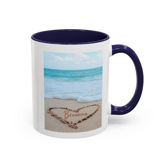 Custom Personalized Name in the sand coffee mug