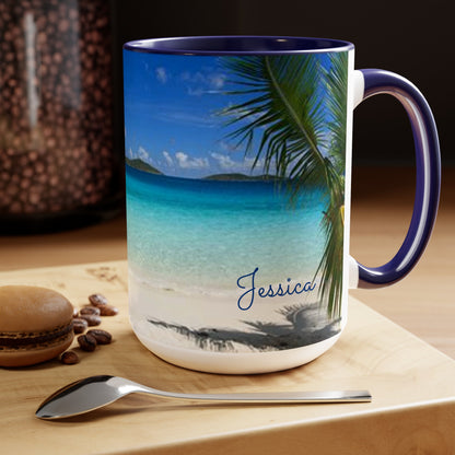 Beach Scene Custom Coffee Mug 15oz