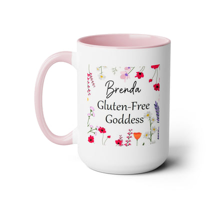 Custom Name Gluten Free Goddess 15 oz Flower coffee mug