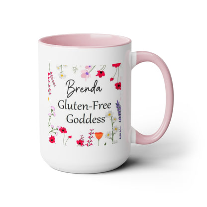 Custom Name Gluten Free Goddess 15 oz Flower coffee mug