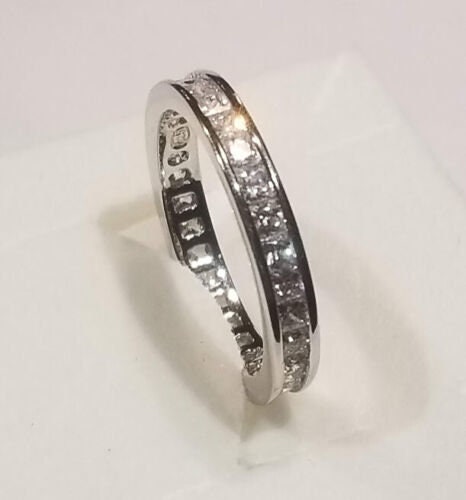 1.50 Ct Princess cut Eternity Band Wedding ring Stackable style Channel-set 14k white gold Finish 925 Solid Sterling Diamond simulants