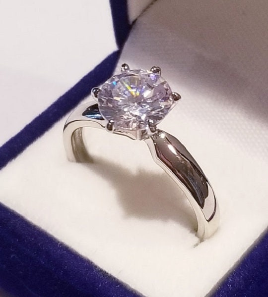 1.50 Ct Round Moissanite Engagement  Ring in 925 Sterling Silver