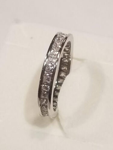 1.50 Ct Princess cut Eternity Band Wedding ring Stackable style Channel-set 14k white gold Finish 925 Solid Sterling Diamond simulants