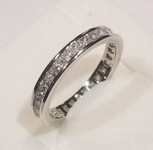 1.50 Ct Princess cut Eternity Band Wedding ring Stackable style Channel-set 14k white gold Finish 925 Solid Sterling Diamond simulants