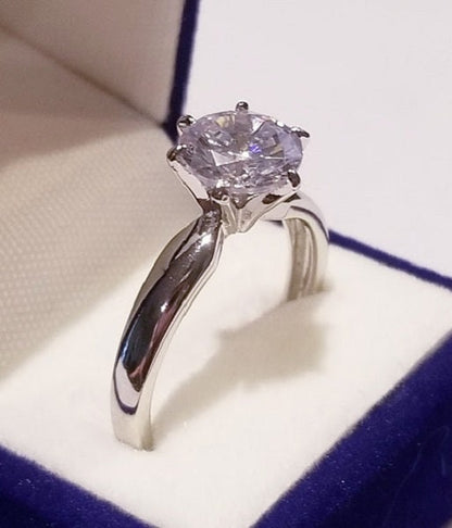 1.50 Ct Round Moissanite Engagement  Ring in 925 Sterling Silver