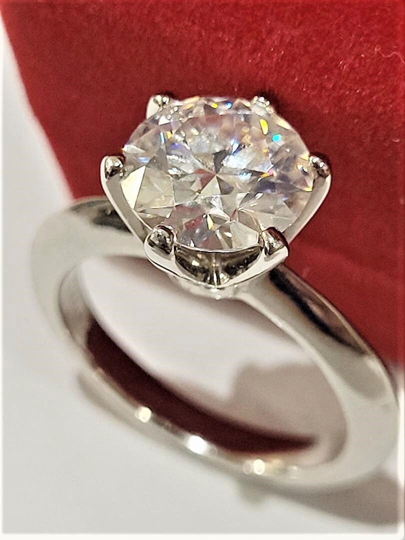 3.00 Ct Round Moissanite Solitaire Engagement Wedding Ring Bridal Ring Solid 925 Sterling white Gold Finish