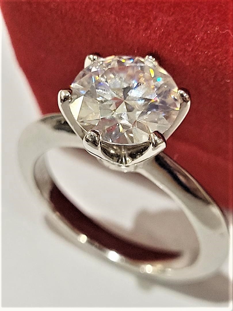 3.00 Ct Round Moissanite, Solitaire Engagement ring,Wedding Ring,Promise Bridal Ring, Solid 925 Sterling Silver,Anniversary Gift for her